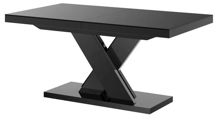 Luxusný rozkladací jedálenský stôl XENON LUX LESK čierny vrch /čierne nohy