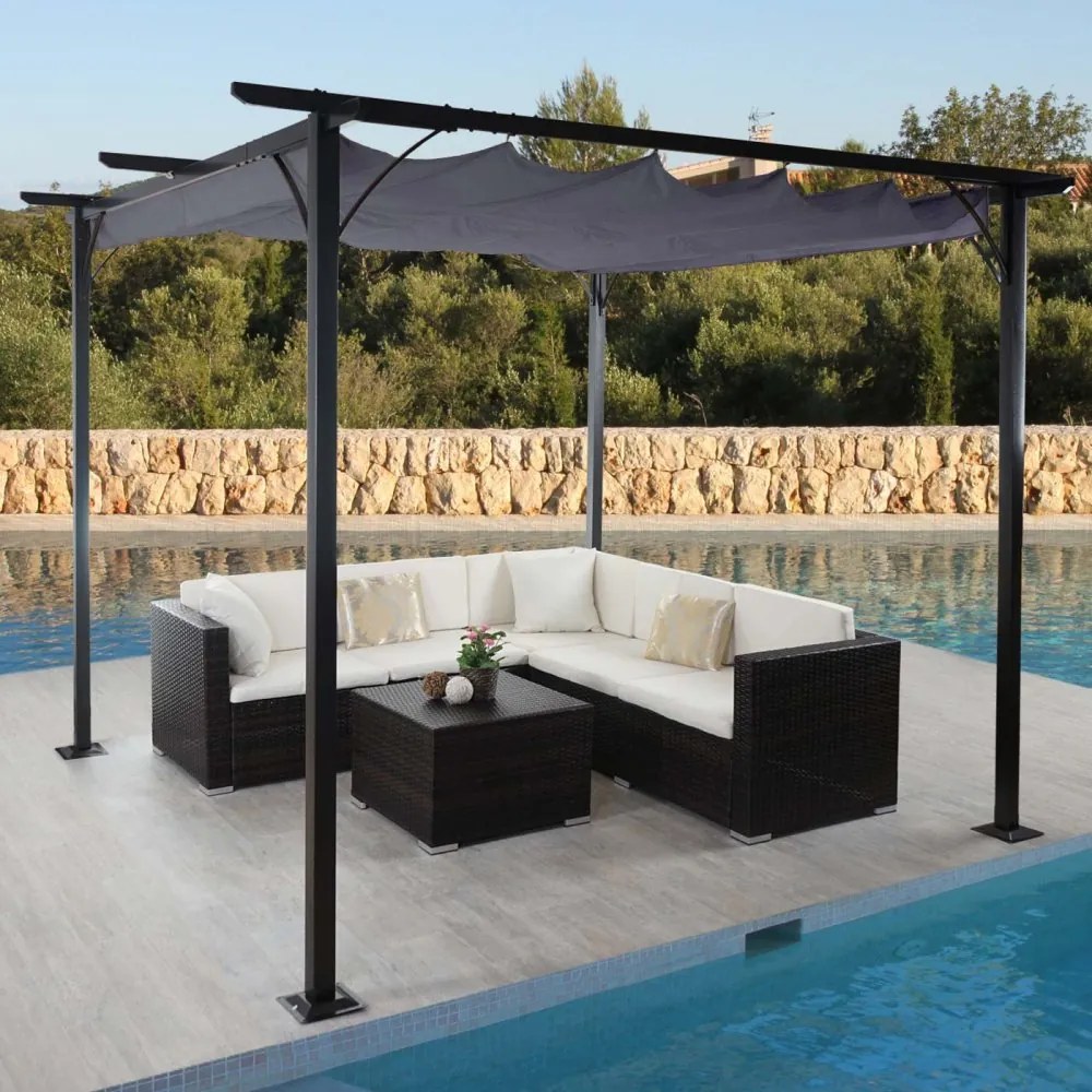 Pergola se stahovací střechou 3,5x3,5 m Dekorhome