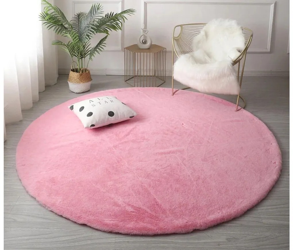 Ružový okrúhly koberec Rabbit Rozmer: 180 cm