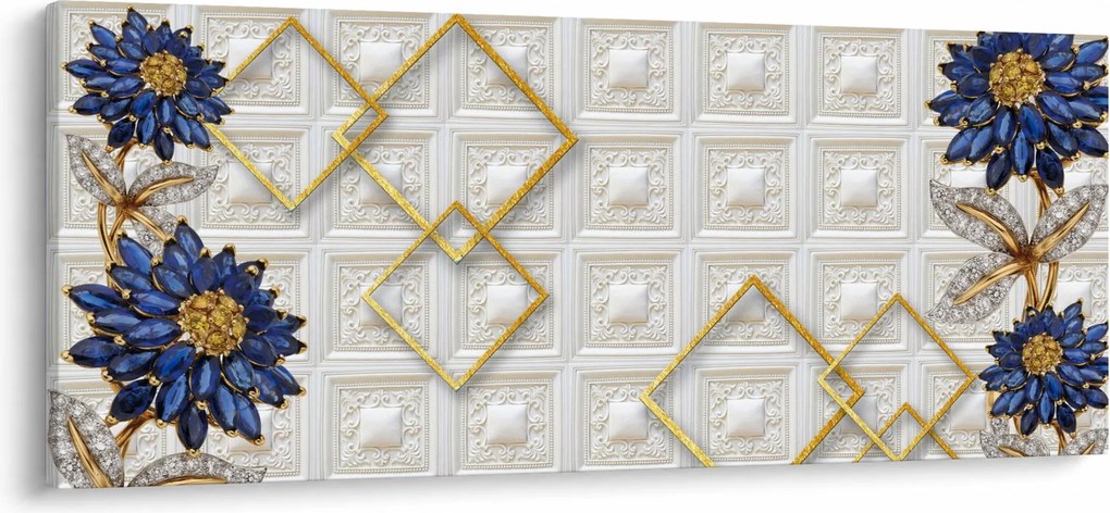 Obraz - Diamantové kvety (120x50 cm)