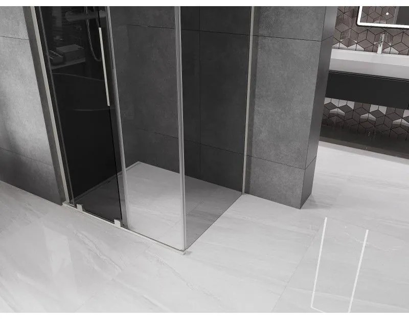 Mexen Velar L, sprchový kút s posuvnými dverami 110 x 80 cm, 8mm šedé sklo, brúsená oceľ, 871-110-080-43-97
