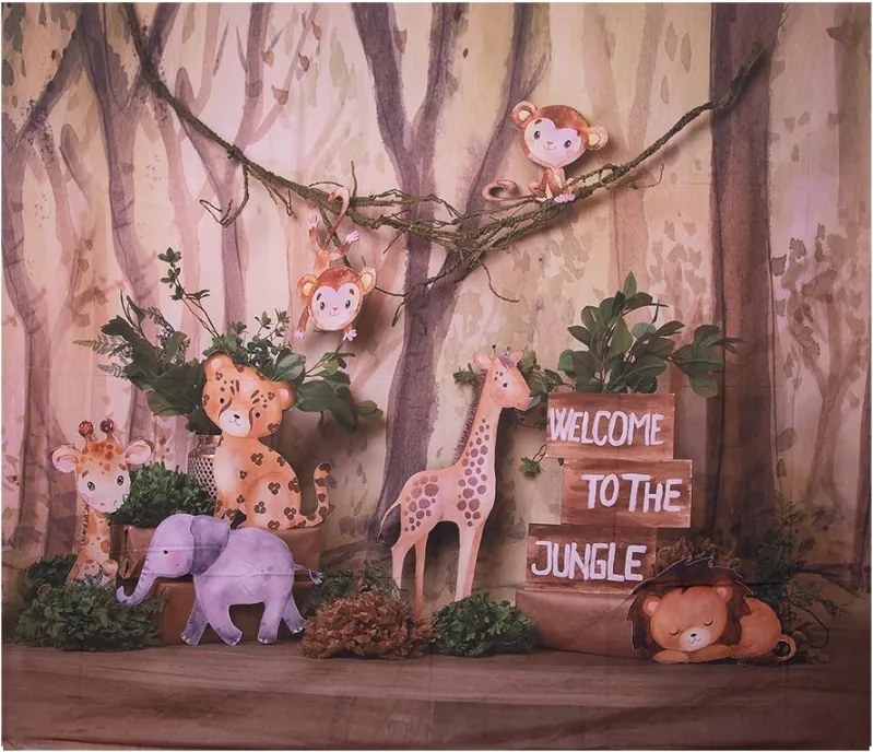 Detské látkové pozadie Welcome to the Jungle - 180*1*210 cm