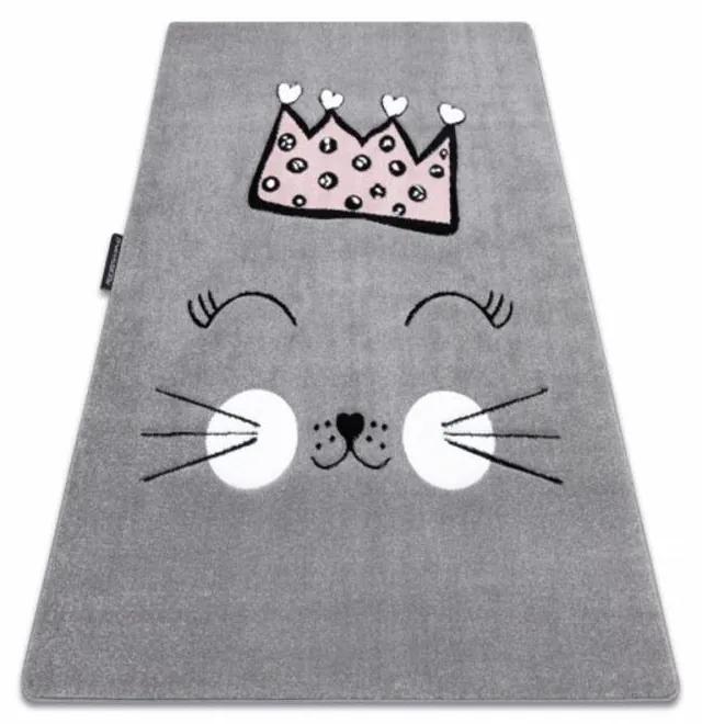 Detský kusový koberec Mačacie princezná sivý 200x290cm