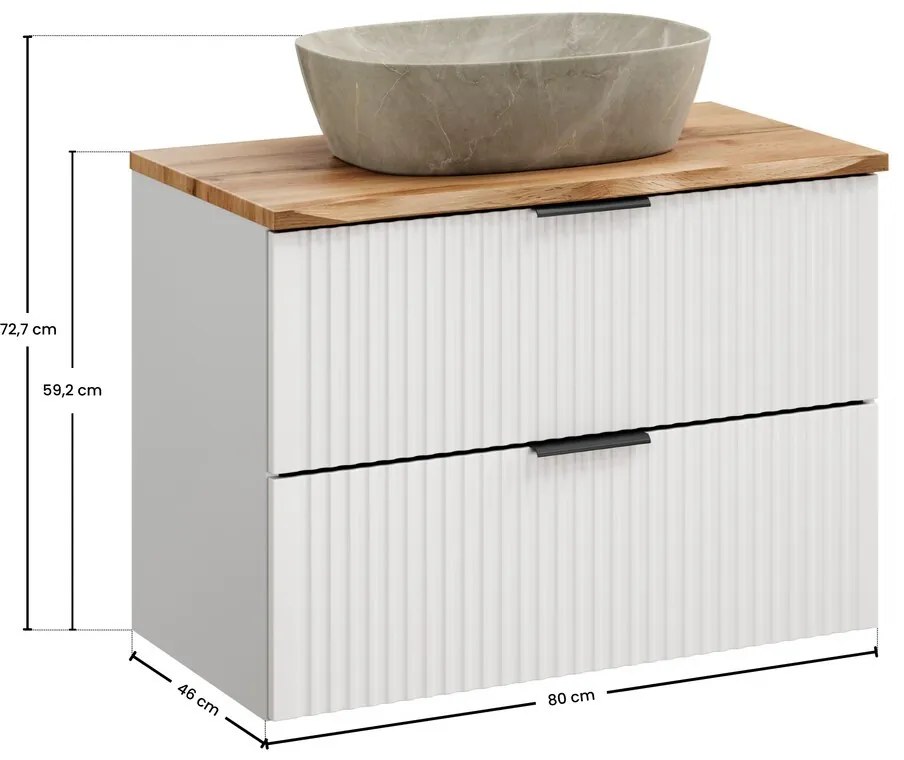 Závesná skrinka Casad Nature Anna s doskou a umývadlom 80 cm biela/dub wotan