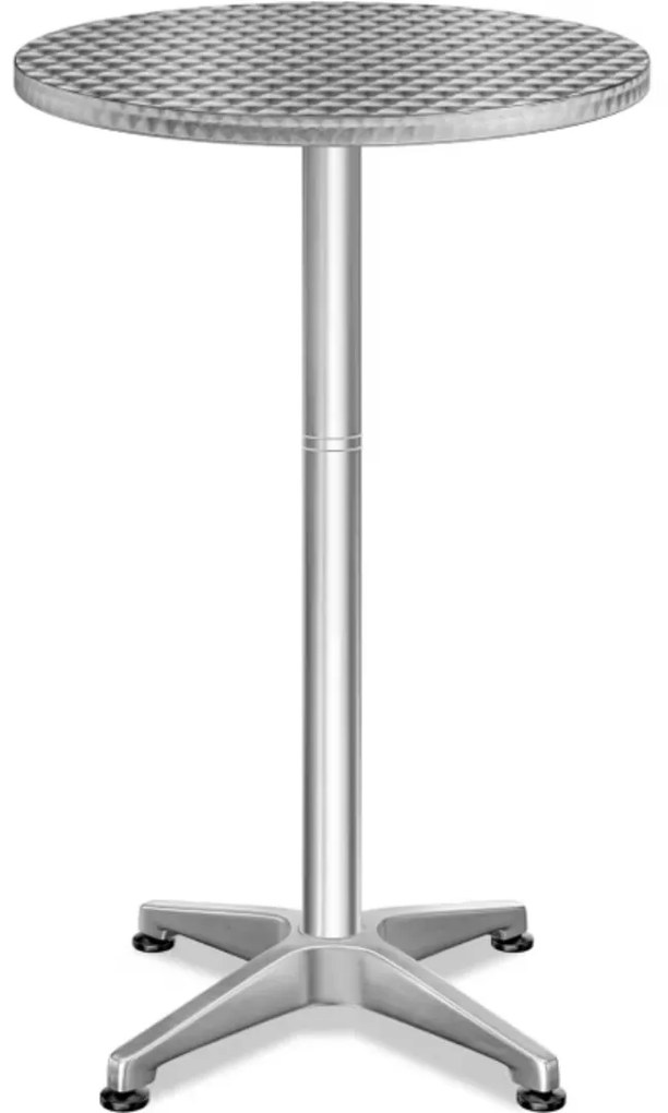 Výškovo nastaviteľný hliníkový barový stôl NERO, Ø60cm, strieborná Casaria