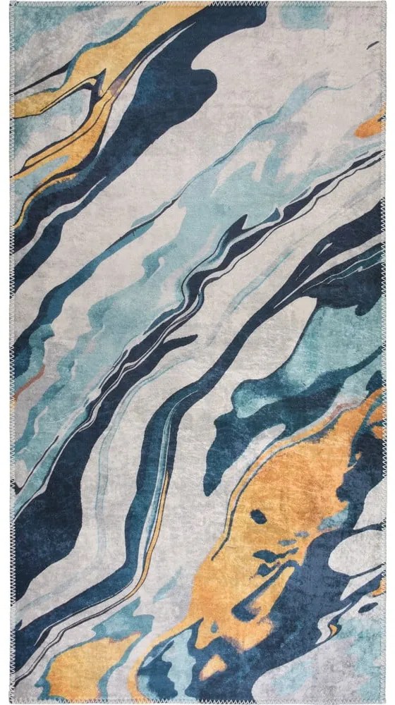 Žltý/modrý prateľný behúň 80x200 cm Colors of Joy – Vitaus