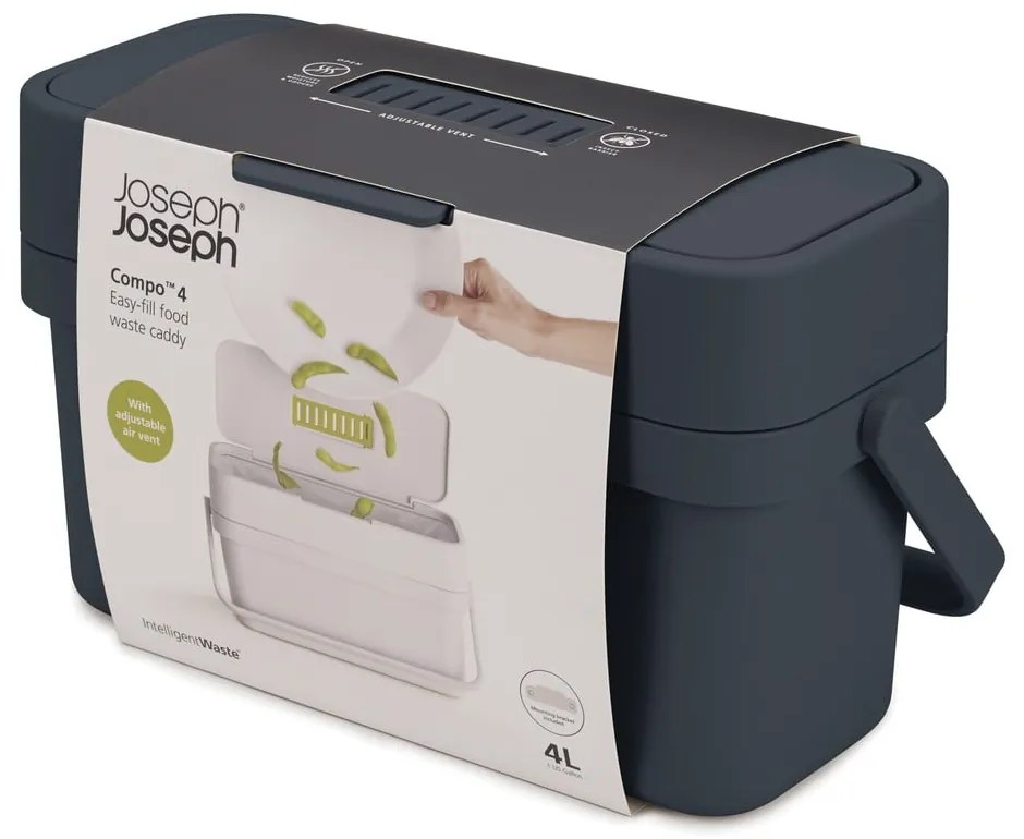 Čiernomodrá nádoba na kompostovateľný odpad Joseph Joseph Compo, 4 l