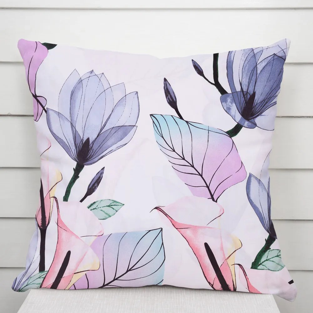 Biante Bavlnená obliečka na vankúš Sandra SA-333 Veľké kvety magnólie a kaly 50 x 50 cm