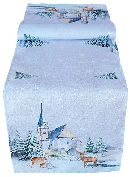 Obrus Zimný kostolík 40x140 cm