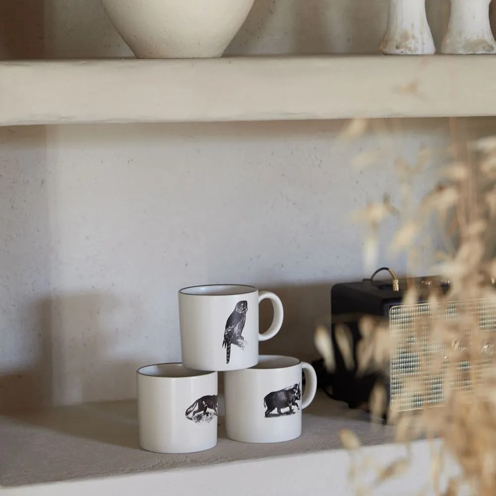 Béžovo-čierne hrnčeky v súprave 4 ks z kameniny 350 ml Elements – Costa Nova