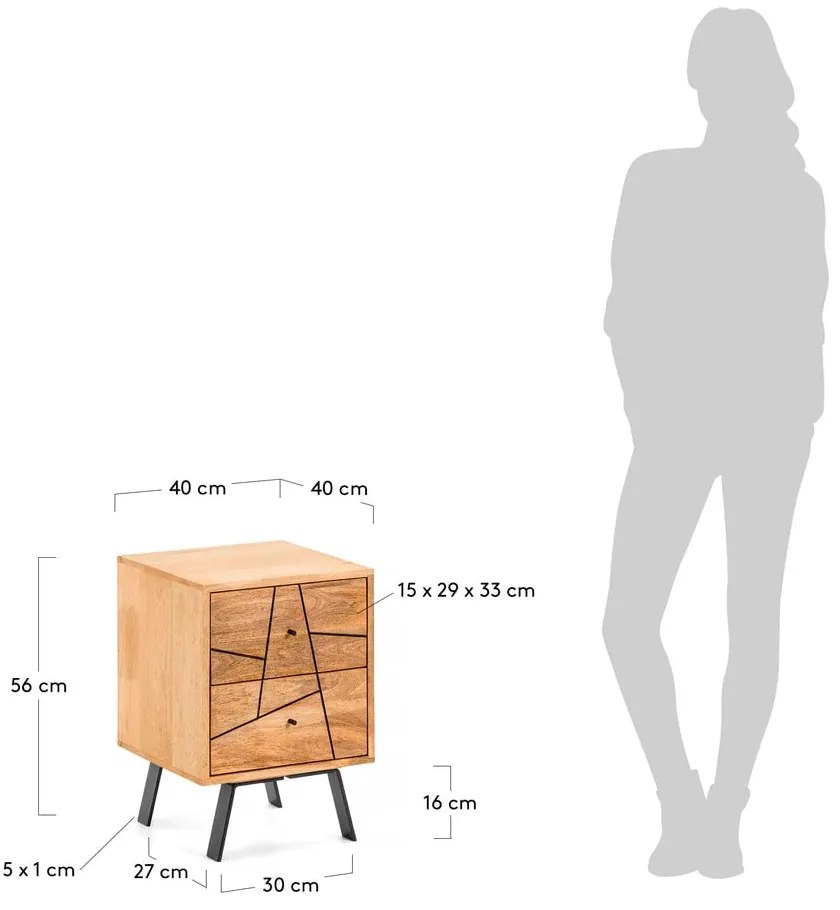 Nočný stolík z mangového dreva Kave Home Balia