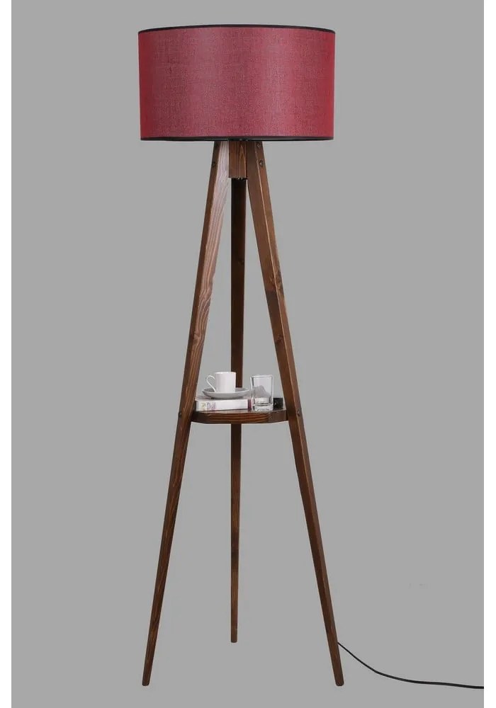Červeno-hnedá stojacia lampa s textilným tienidlom (výška 153 cm) Sehbalı Tripod – Opviq lights