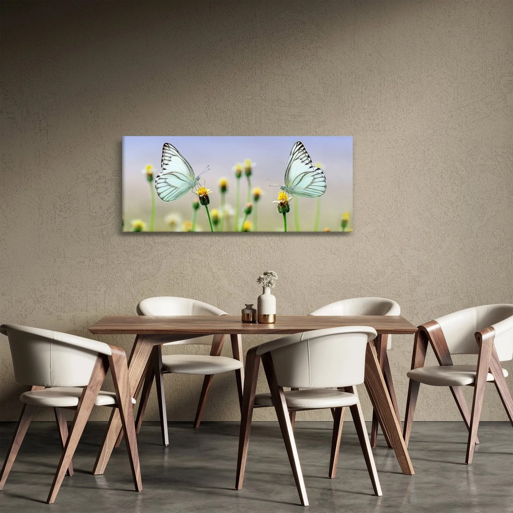Obraz motýľov na kvetine (120x50 cm)
