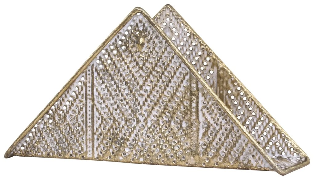 Zlatý kovový držiak na obrúsky so zdobením a patinou Vire - 17 * 5 * 9cm