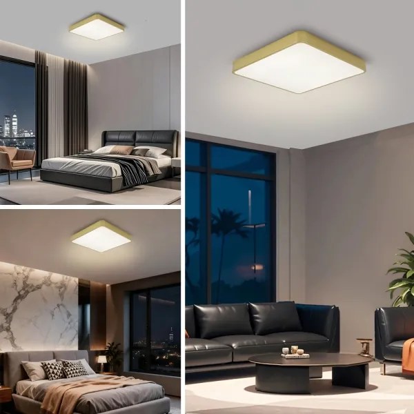 BRILAGI-LED stmievateľné stropné svietidlo POOL SQUARE LED/36W/230V 3000-6000K 40x40 cm zlaté + diaľkové ovládanie