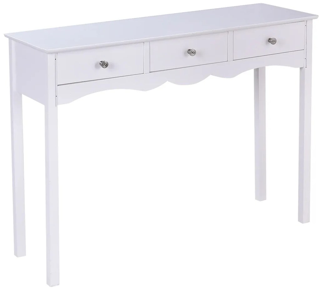 Konzolový stolík, biely, 3 zásuvky | 100x32x75cm