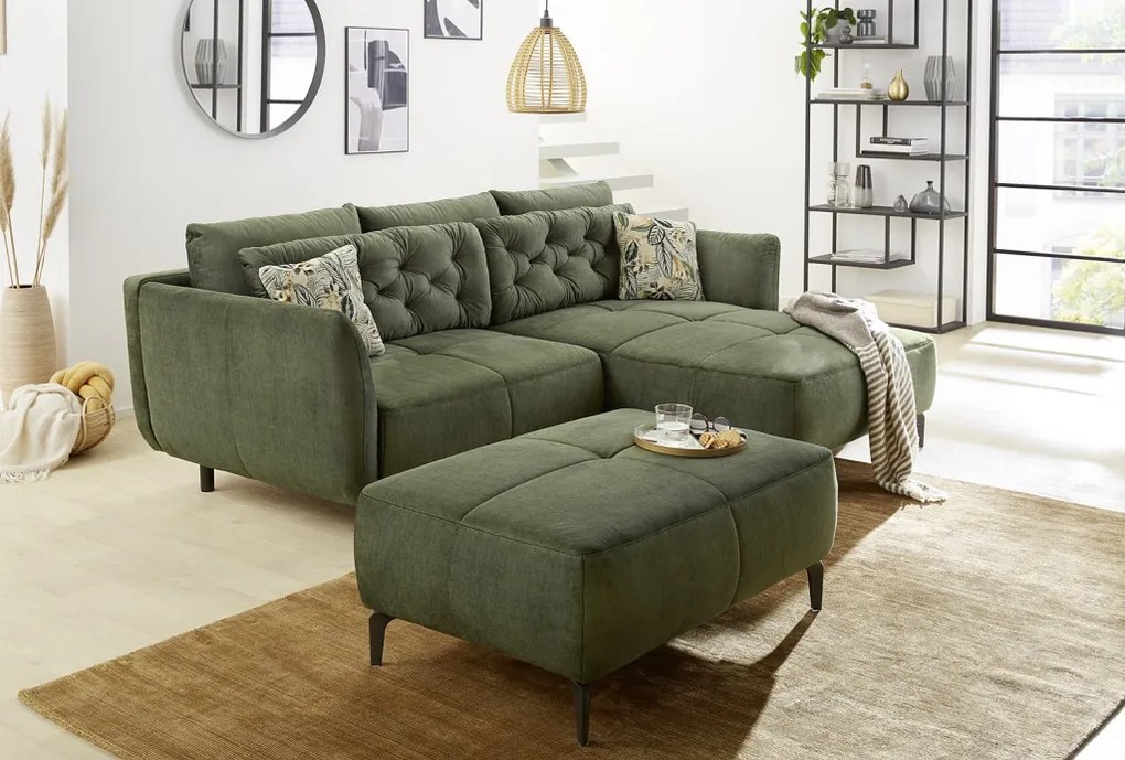 Rohová sedacia súprava Salo, zelená látka