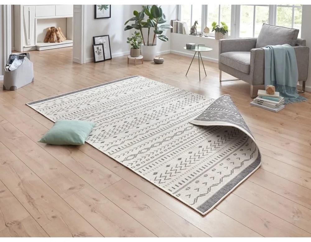 Sivo-krémový vonkajší koberec NORTHRUGS Kuba, 150 x 80 cm