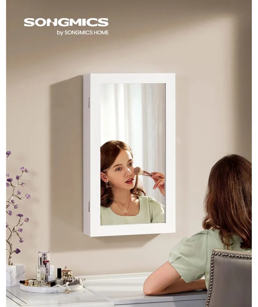 Zrkadlová uzamykateľná skrinka na šperky SONGMICS JBC51W