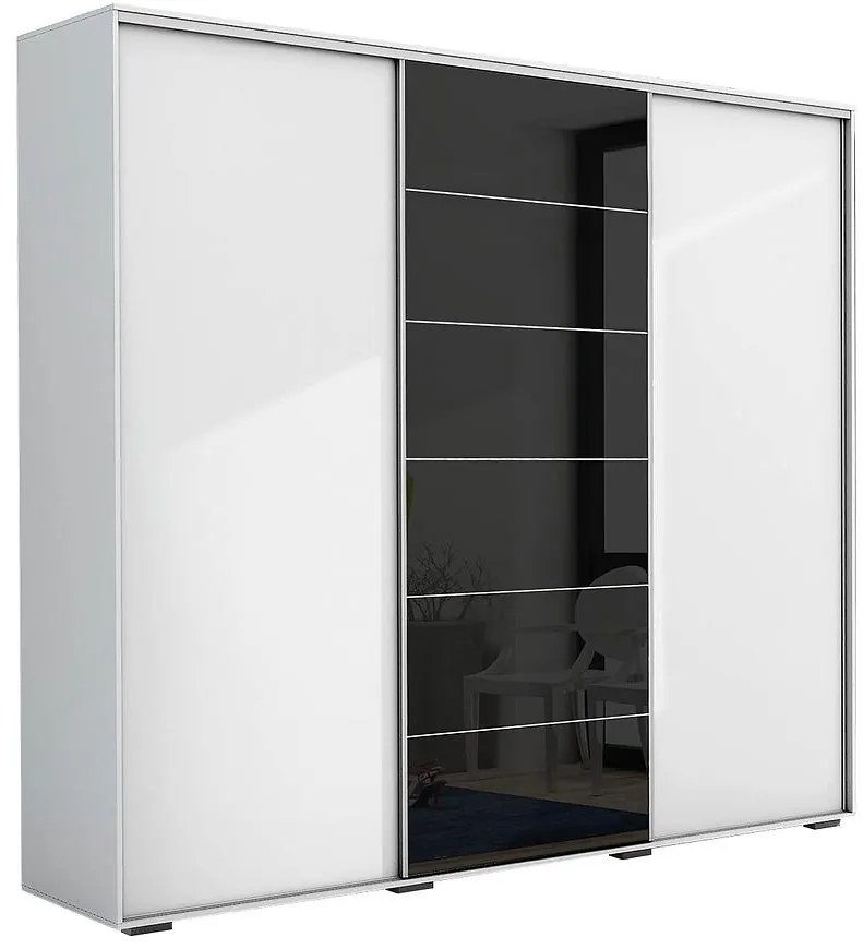 Skriňa Alicja A28 250 Zrkadlo Biely/čierna  lacobel