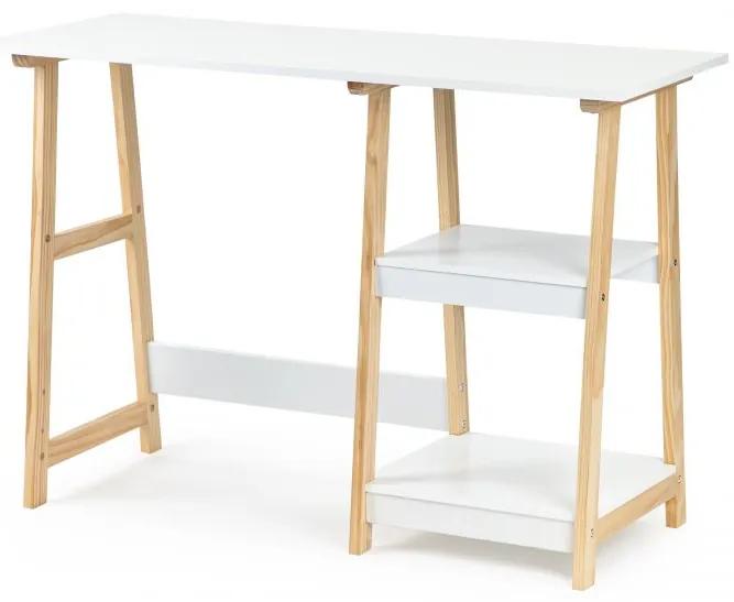 Multifunkčný stôl s poličkami - biely | 110 x 40 cm