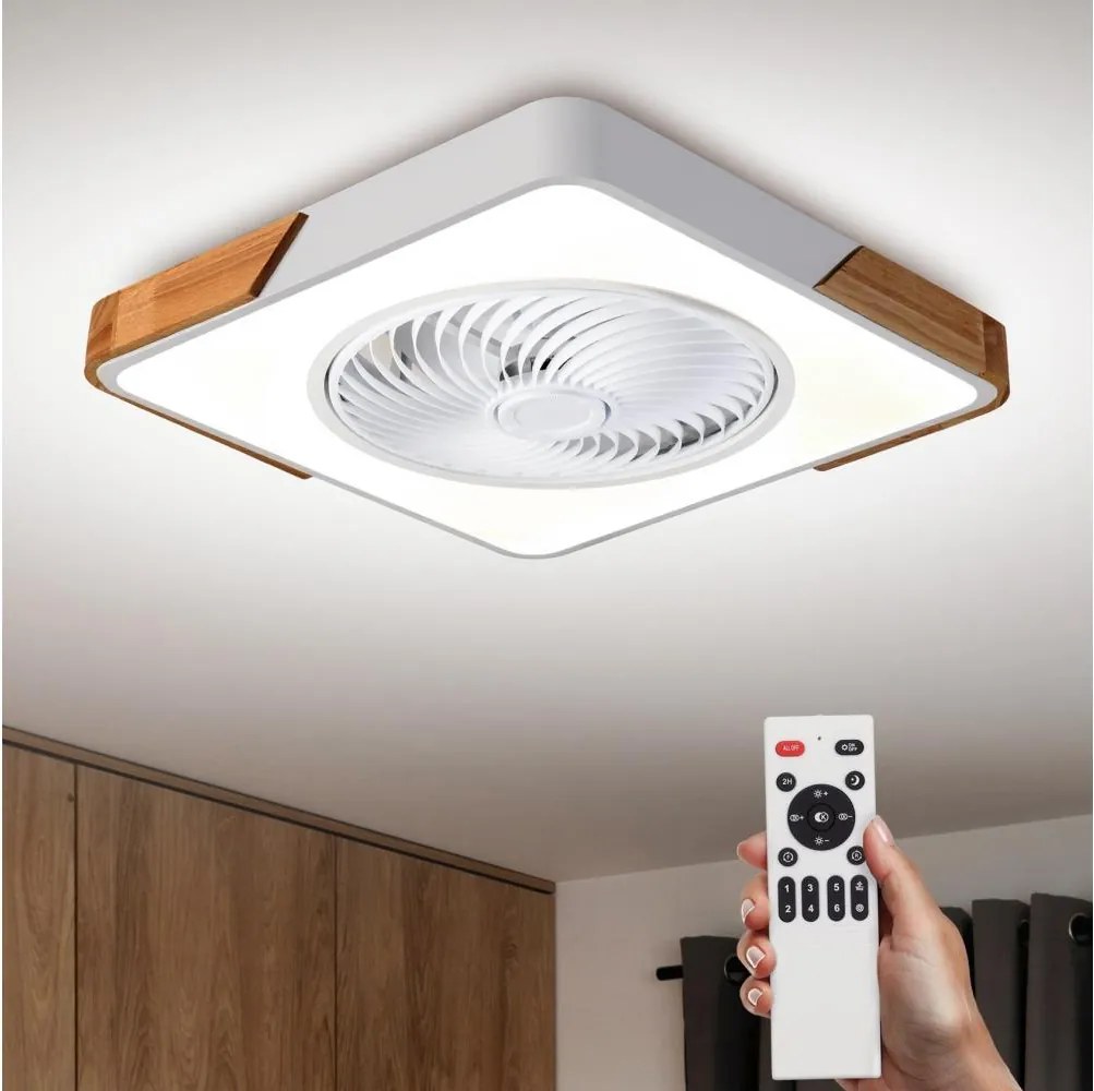 Brilagi-LED stmievateľné svietidlo s ventilátorom LED/30W/230V 3000-6500K biela/dub + diaľkové ovládanie
