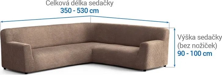 Bielastické poťahy COSTINA oriešková rohová sedačka (š. 350 - 530 cm)