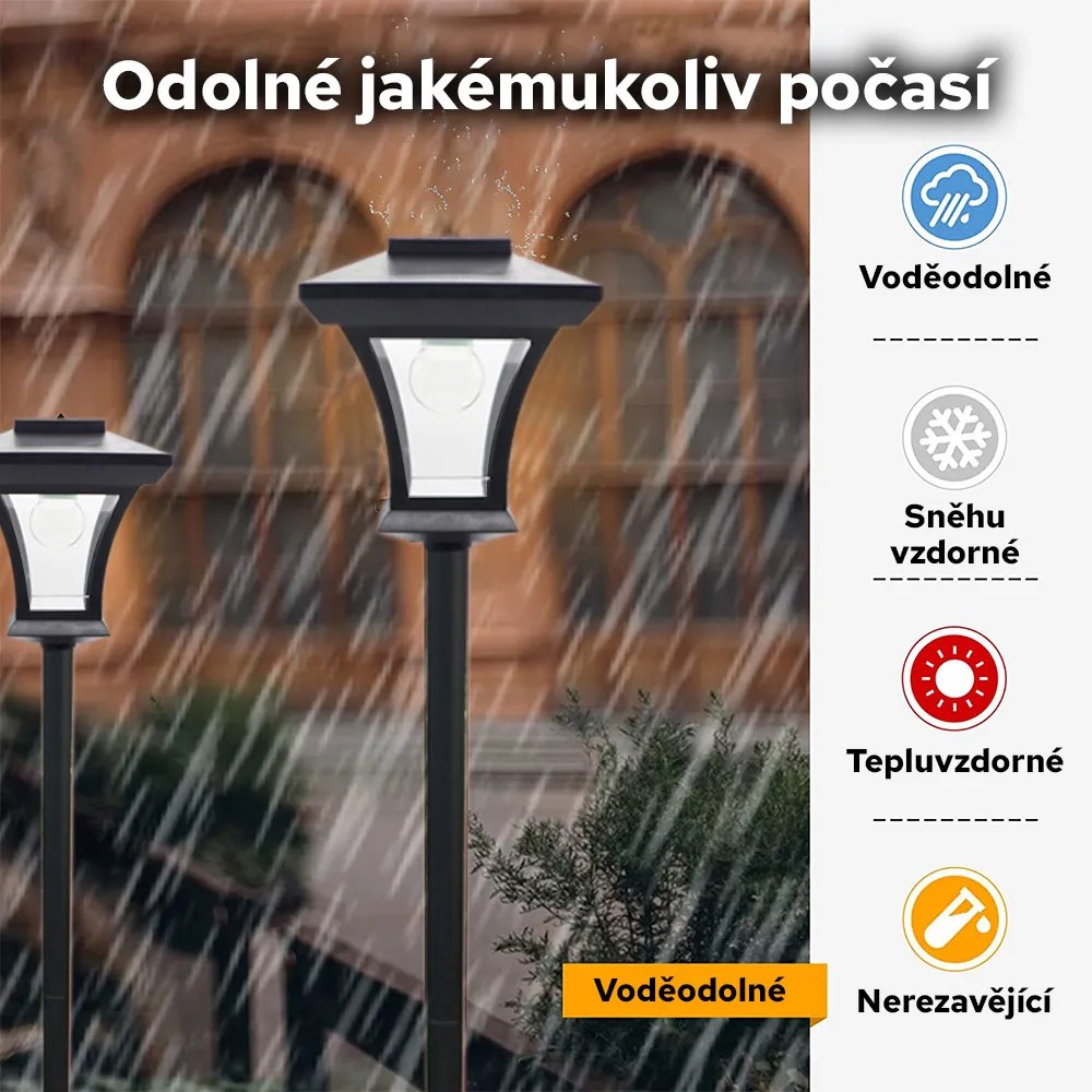 Bezdoteku LEDSolar hliníkový lampáš stojací, so senzorom, bezdrôtové, iPRO, 20W, studená farba