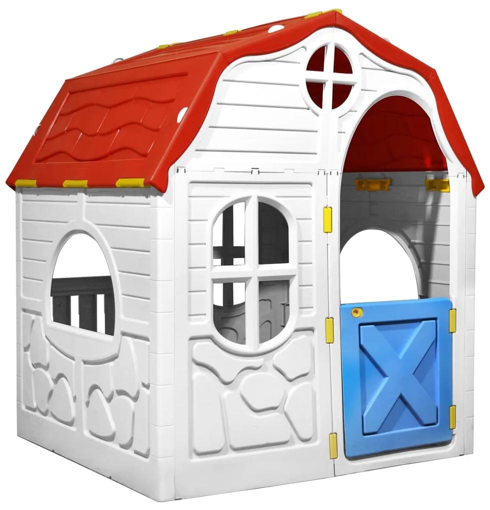 vidaXL Detský skladací domček s funkčnými dverami a oknami
