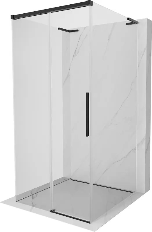 Mexen Rox-3SL, 3-stenný výsuvný sprchový kút 120 x 120 cm, číre sklo, čierny profil, 8C2L-115-120-70-00-3S