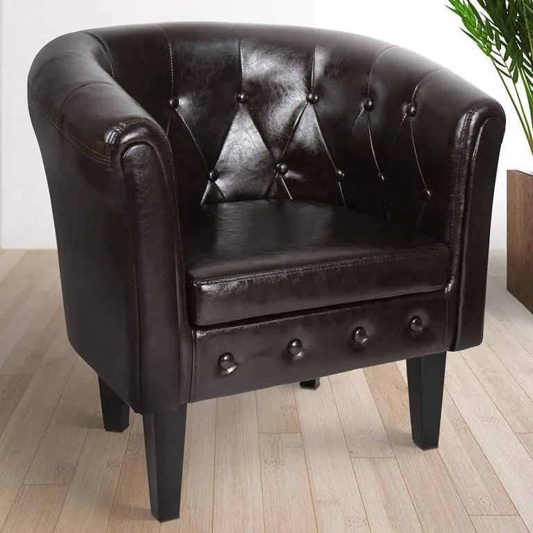 Kreslo Chesterfield, 58 x 71 x 70 cm, hnedé