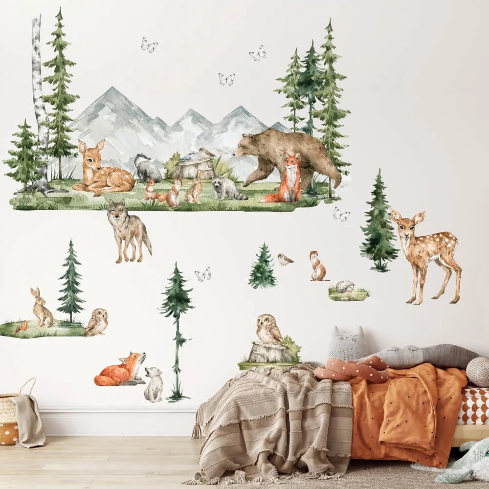 Nálepky pre deti - Forest lesné zvieratká do detskej izby