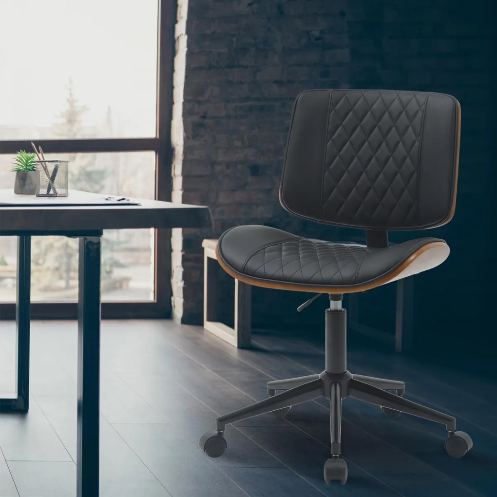 Design-Shop Kancelárska stolička Plover koženka - Orech / Čierna