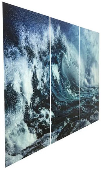Triptychon Wave obraz sklenený modrý