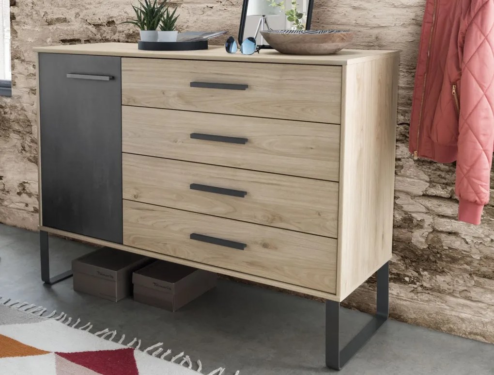 Komoda so zásuvkami Brüssel 120 cm, kamenný dub/šedá