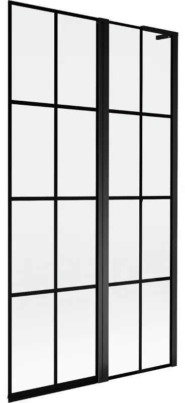 Mexen Mist L, 2-krídlová vaňová zástena, pravá 100 x 150 cm, čierna mriežka, čierna - 8A9L-100-011-70-77-P