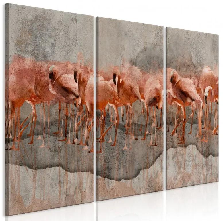 Artgeist Obraz - Flamingo Lake (3 Parts) Veľkosť: 120x80, Verzia: Na talianskom plátne