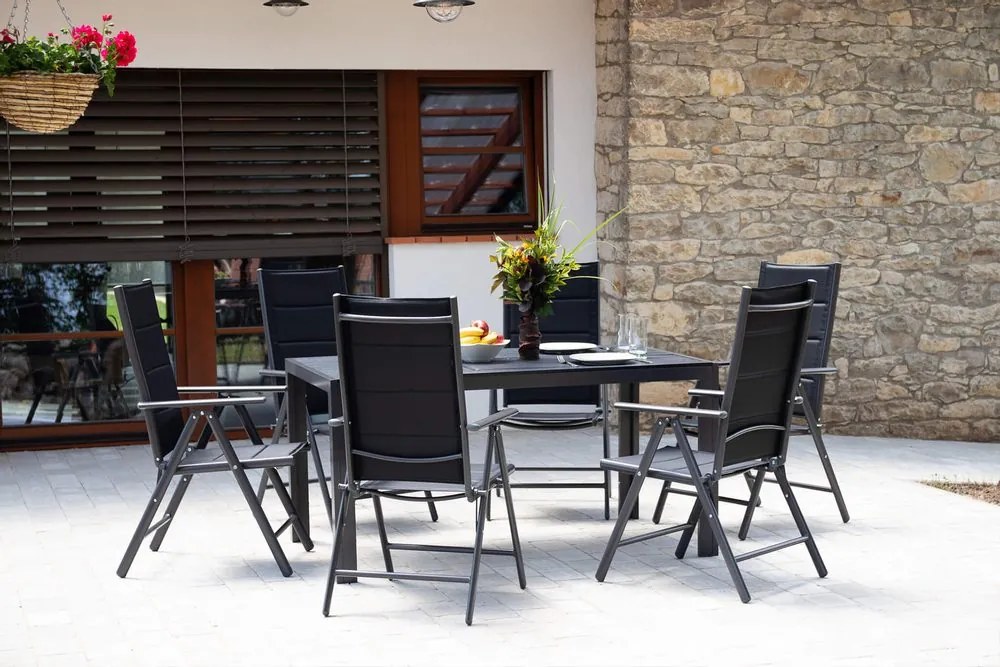 Home Garden Záhradný set Ibiza so 6 stoličkami a stolom 150 cm, antracit/čierny