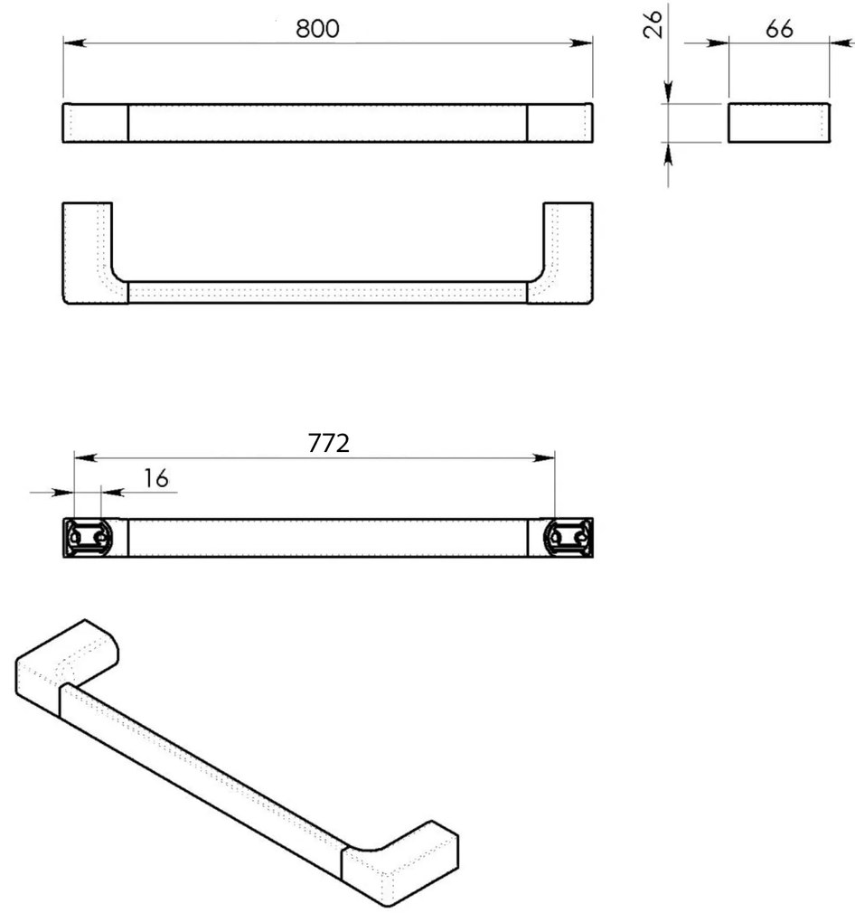 Gedy Gedy, PIRENEI držiak uterákov 800x66mm, biela matná, PI218002