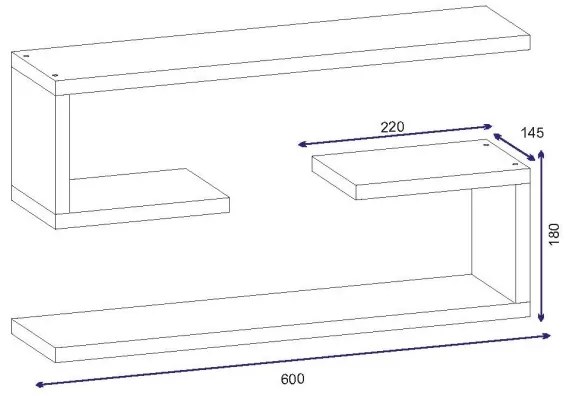 SADA 2x Nástenná polica JENIKA biela