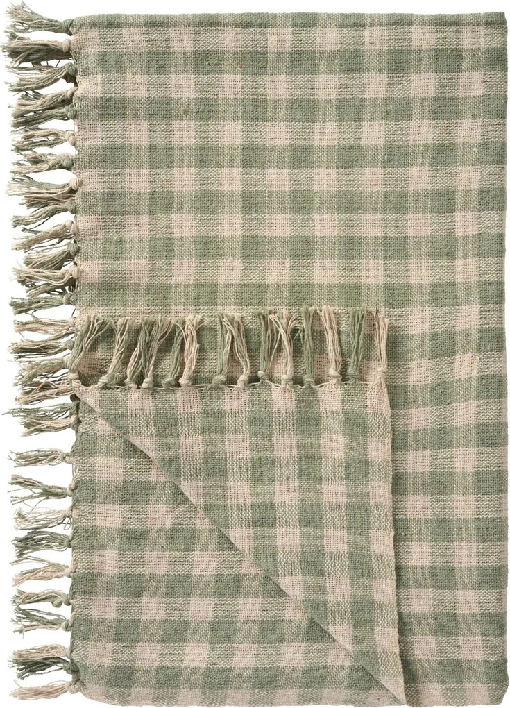 Ib Laursen Bavlněný přehoz Dusty Green Checks 130 × 160 cm