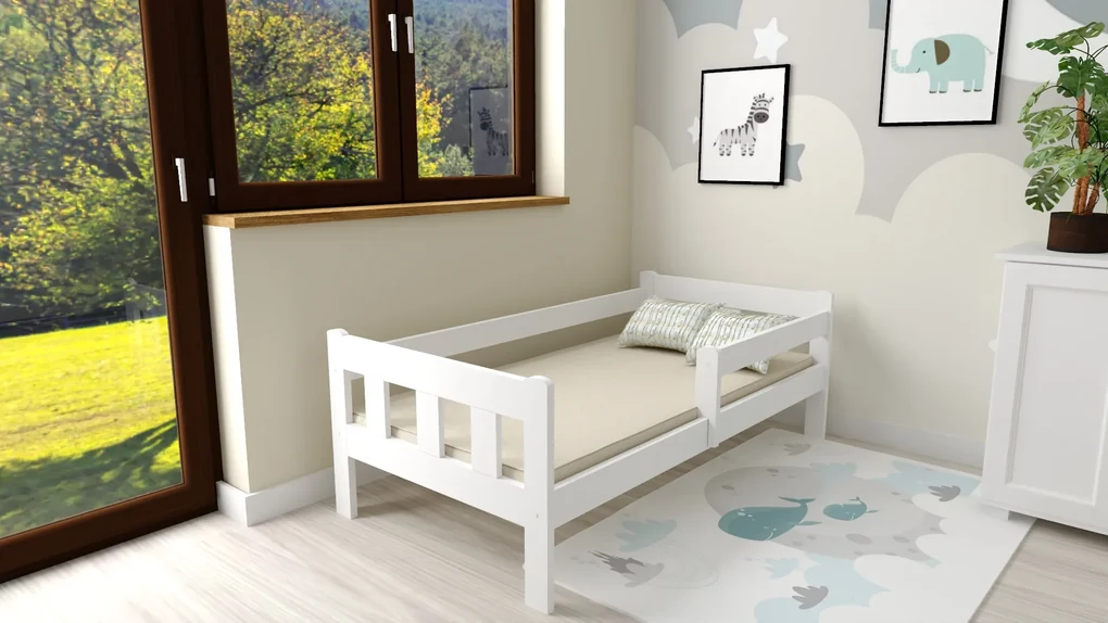 Detská posteľ NESTY 90 x 200 cm, biela Rošt: S lamelovým roštom, Matrac: Matrac COCO MAXI 20 cm