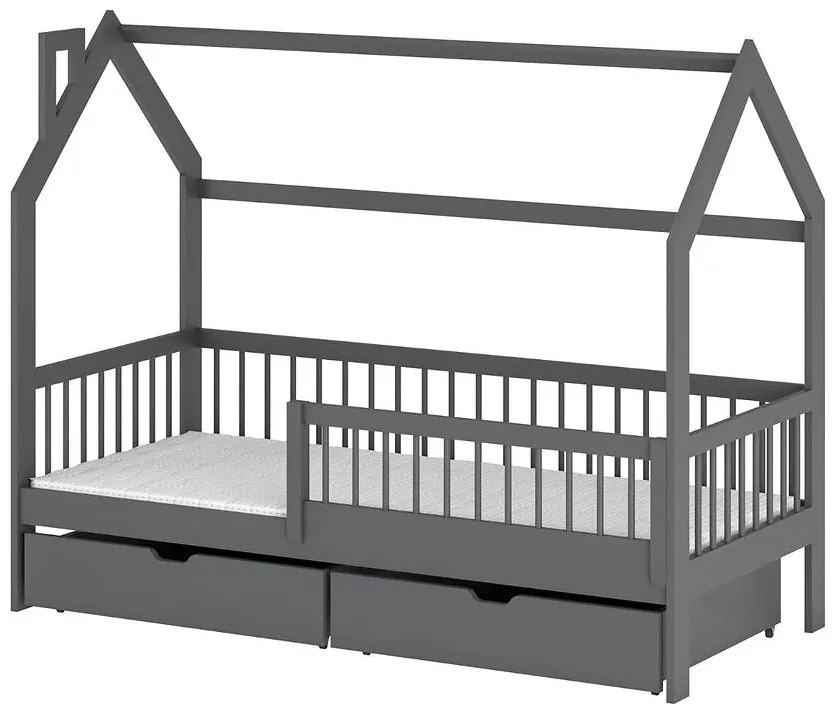 Posteľ Domček  Oskar 80x160 grafit