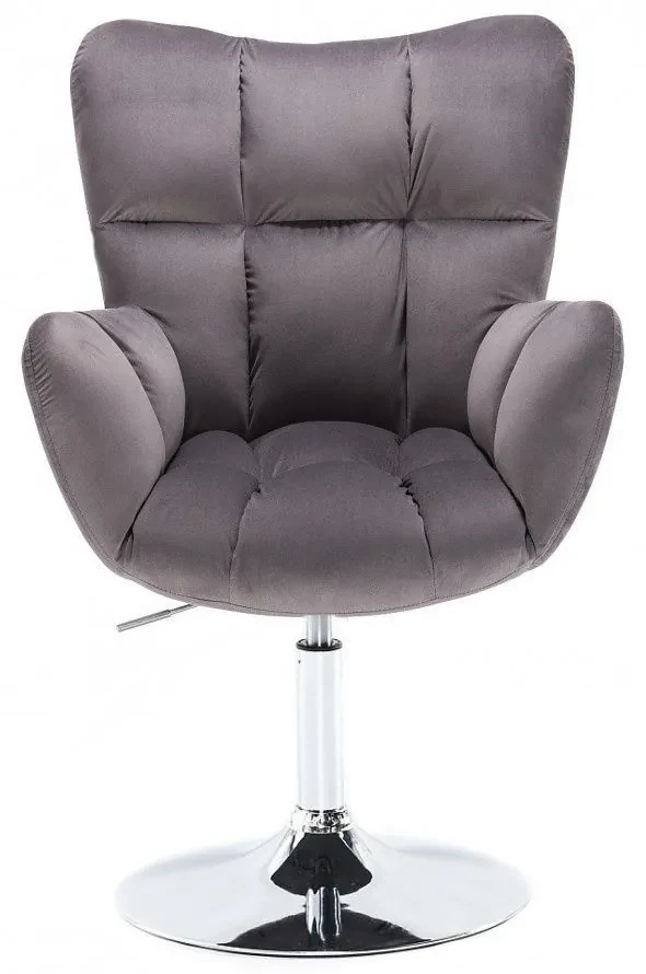 LuxuryForm DESIGN Kreslo AURORA VELUR na striebornom tanieri - tmavo šedé