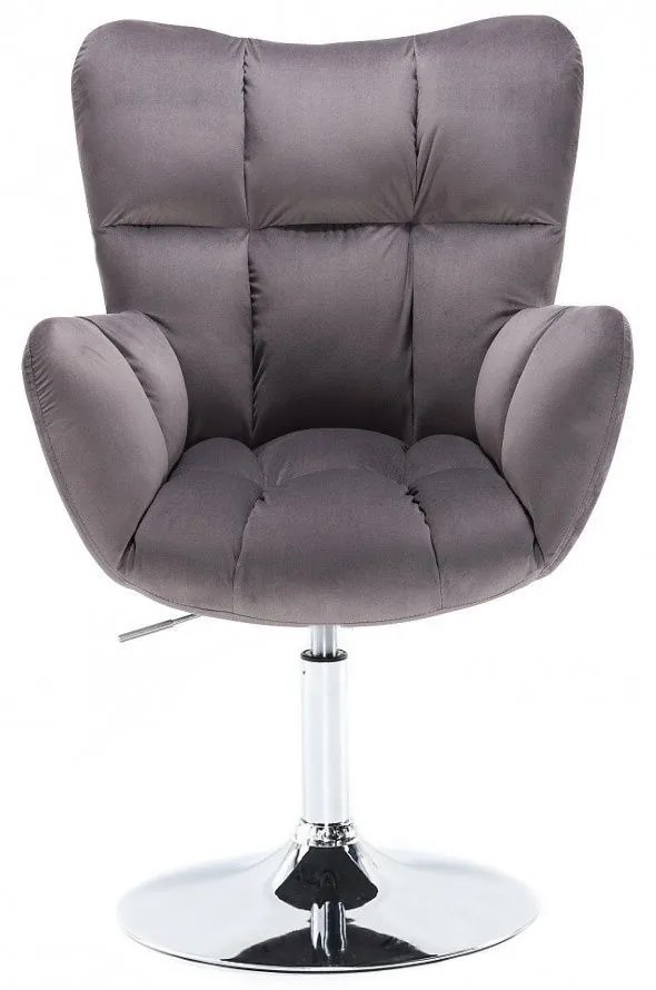 LuxuryForm DESIGN Otočné kreslo AURORA VELUR na striebornom tanieri - tmavo šedé