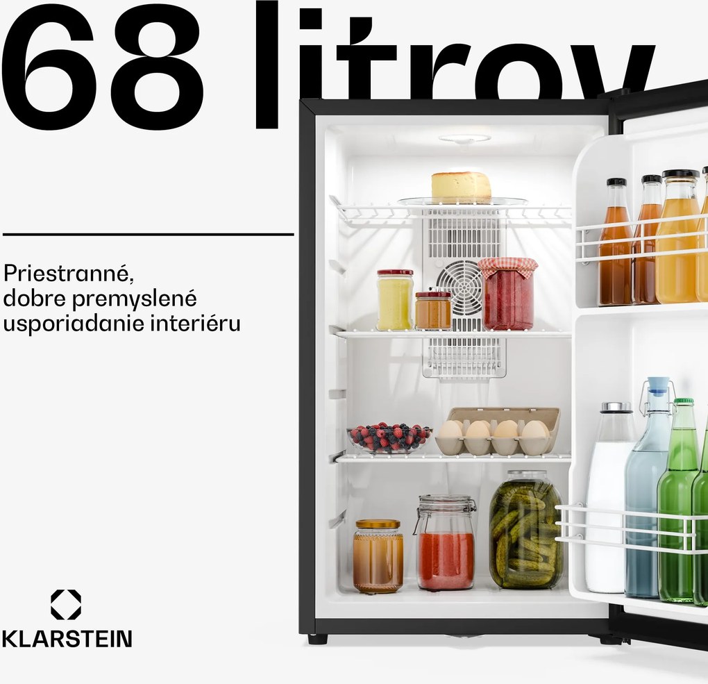 Klarstein Matterhorn 68, mini chladnička, 68 litrov, 35 dB, kompaktná, uzamykateľná