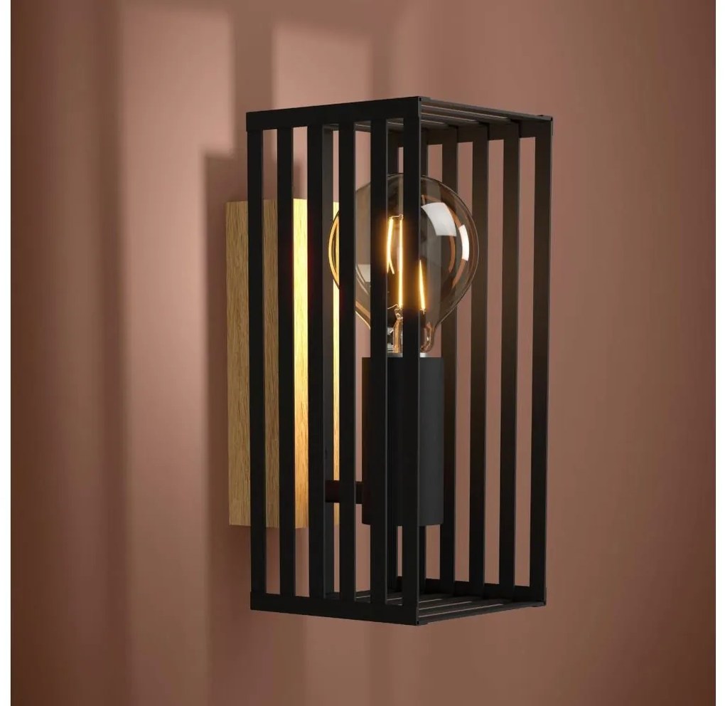 Eglo 390165 - Nástenné svietidlo CIDRAZ 1xE27/40W/230V čierna/hnedá