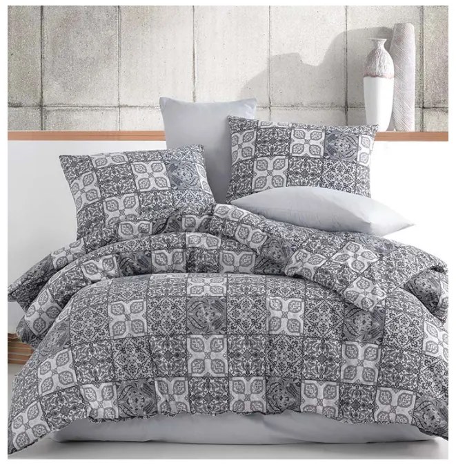 Obliečky bavlnené Ceramica sivé EMI, Francúzsky set1 200x220 + 2x (70x90)