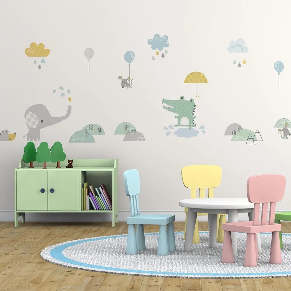 Detské samolepky na stenu Ambiance Animals in the Rain