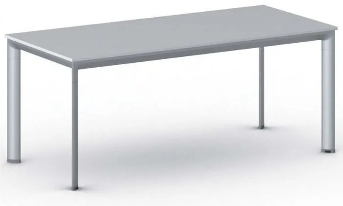 Rokovací kancelársky stôl PRIMO INVITATION, 180x80 cm, sivostrieborná podnož, sivá